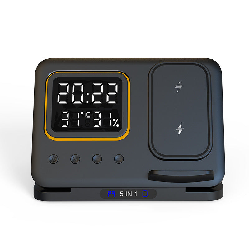 15W Wireless 5 In1 LED Digital Alarm Clock Charger Stand